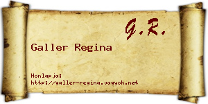 Galler Regina névjegykártya